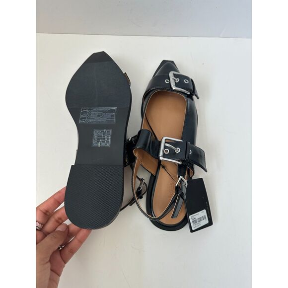 Forever 21 Faux Patent Leather Pointed Toe Buckle Flats - Picture 5 of 6